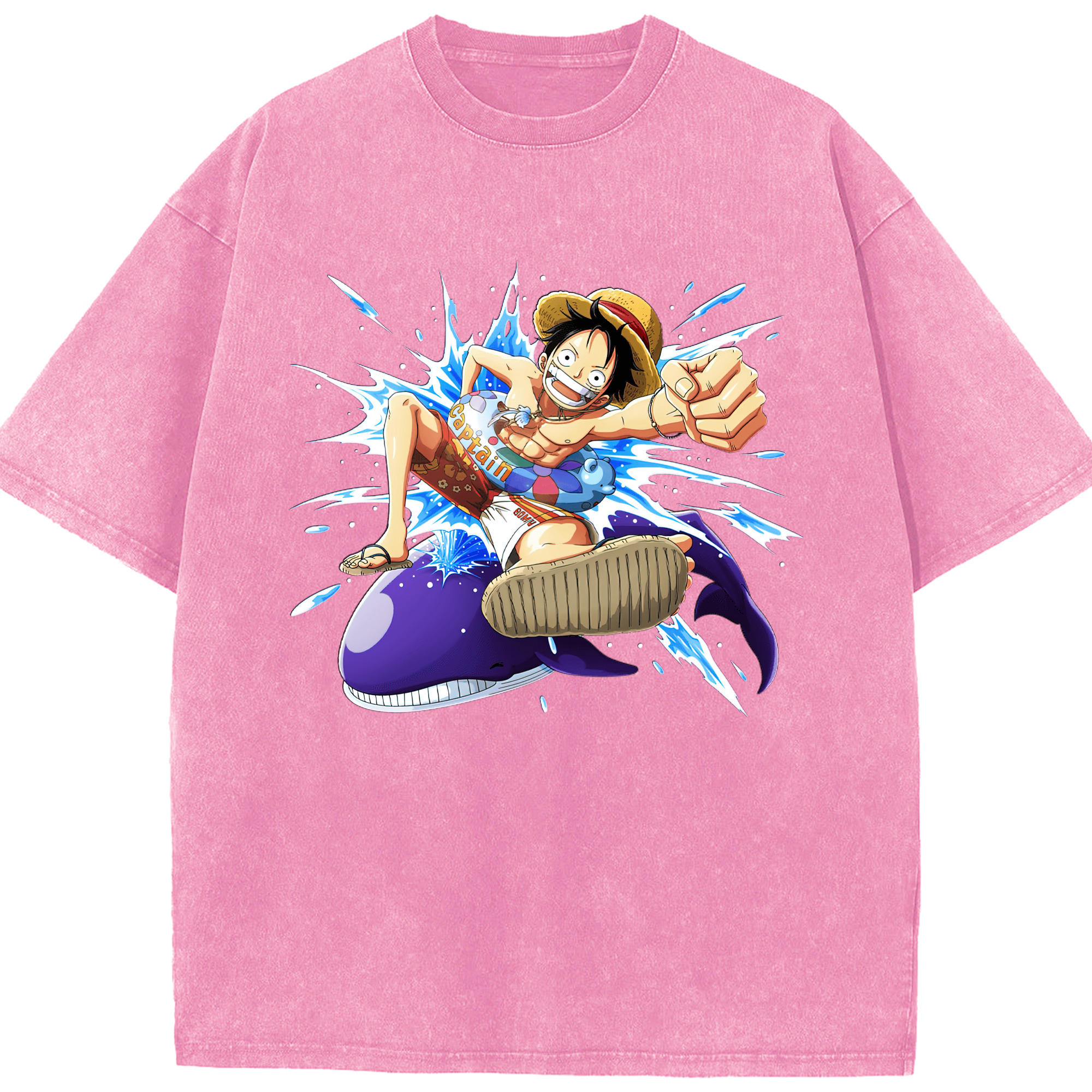 ワンピース モンキー・D・ルフィ ONE PIECE Monkey D. Luffy 綿100% ヴィンテージ風 半袖Tシャツ（フロントプリント）